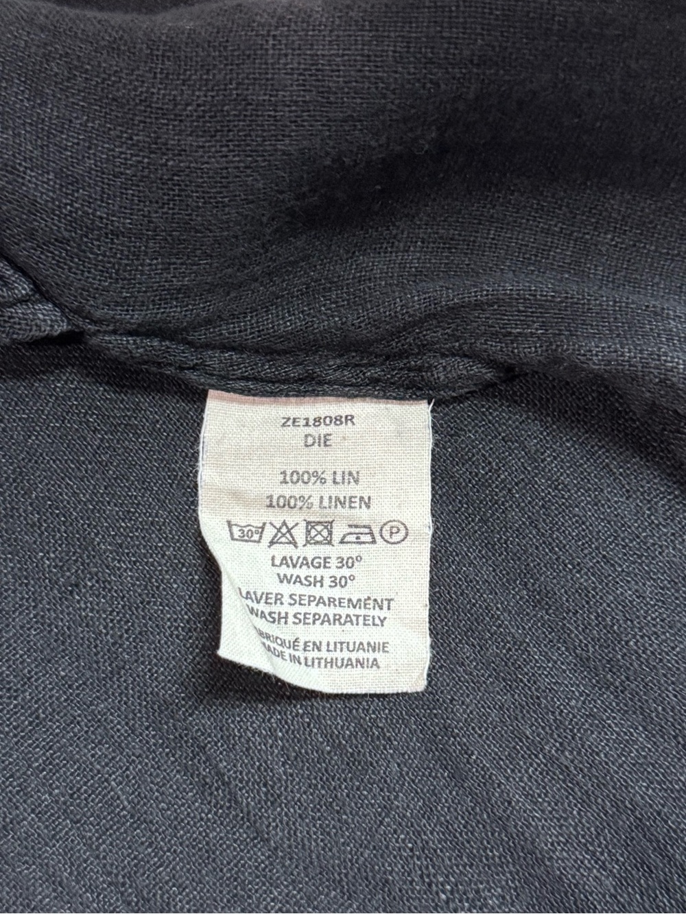Black V Neck Linen Dress Size Large 100/100 Linen - Picture 3 of 3